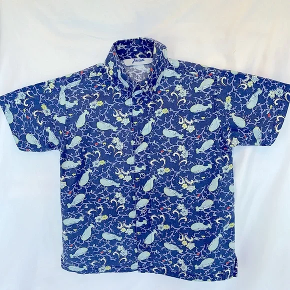 JACADI PARIS VINTAGE Gently Worn Boy’ Short Sleeve Shirt Button Down S 2 (88CM) - Picture 5 of 11